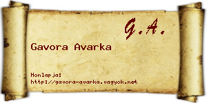 Gavora Avarka névjegykártya